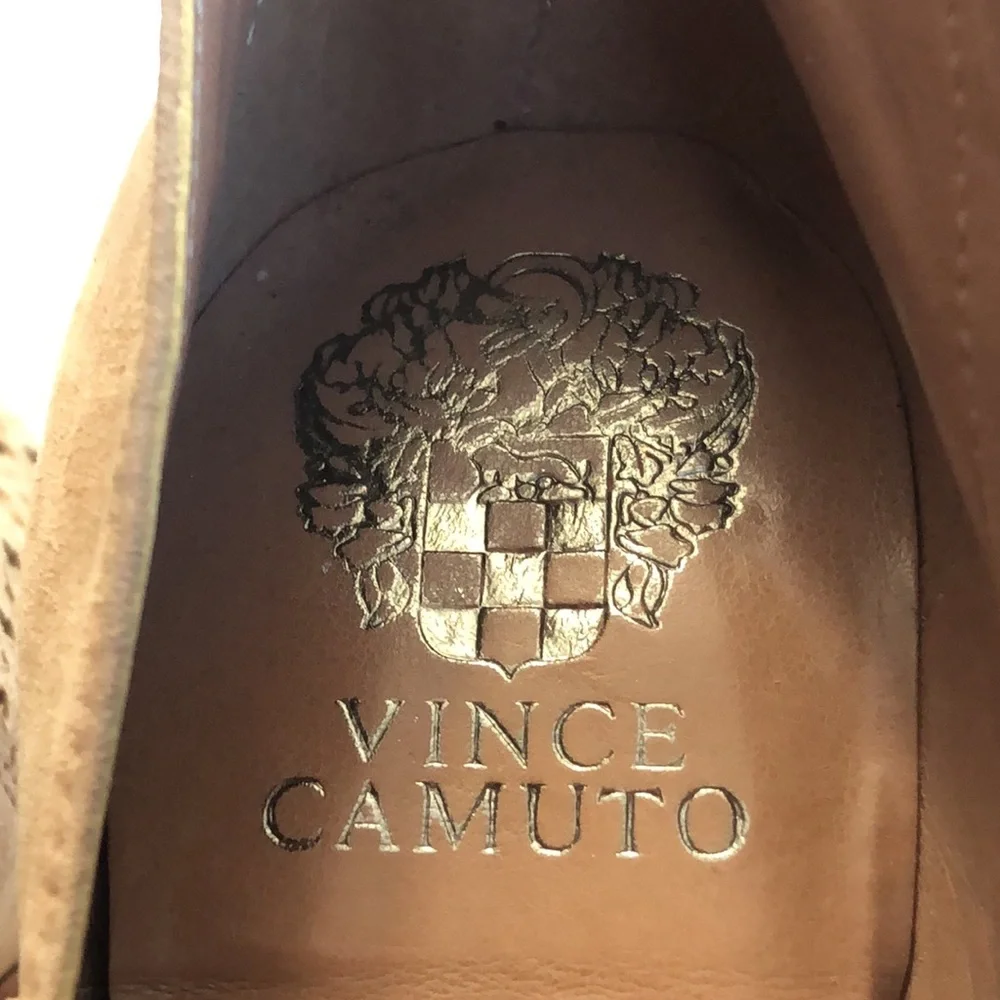 Vince Camuto Lorna Blush Side Asymmetrical Pointed Toe Block Heel Leather Boots